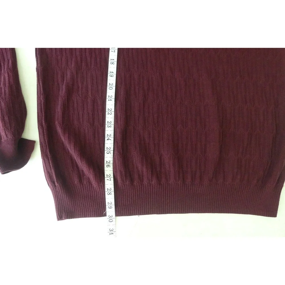 Tasso Elba Men's Supima Cotton Quarter Zip Henley Sweater Burgundy XL New